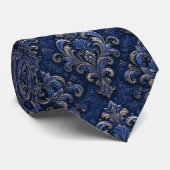 Koninklijk Blauwe Damast Stropdas (Opgerold)