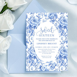 Koninklijk Blauwe Digitale Sweet 16 Verjaardagsuit Kaart