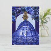 Koninklijk Blauwe Elegante Quinceañera Prinsessen  Kaart (Staand voorkant)