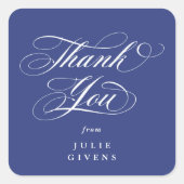 Koninklijk Blauwe Elegante Script Afstudeer Dankje Vierkante Sticker (Voorkant)