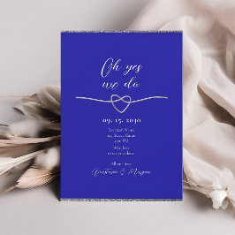 Koninklijk Blauwe Elegante Trouwreceptie Uitnodigi Kaart