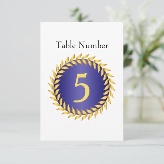 Koninklijk Blauwe Elegantie Monogram Tafelnummer (Staand voorkant)