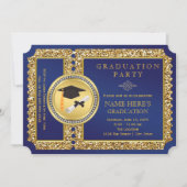 Koninklijk Blauwe en Gouden Afstuderen Kaart (Voorkant)