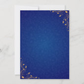 Koninklijk Blauwe en Gouden Hoek Huwelijksuitnodig Kaart (Achterkant)