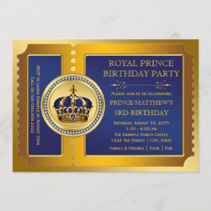 Koninklijk Blauwe en Gouden Prins Verjaardagsfeest Kaart