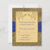 Koninklijk Blauwe en Gouden RSVP Kaart (Achterkant)