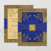 Koninklijk Blauwe en Gouden RSVP Kaart (Voorkant / Achterkant)