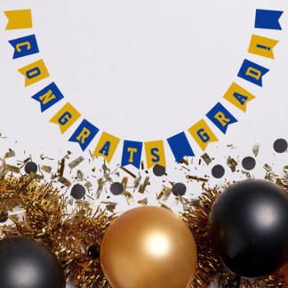 Koninklijk Blauwe en Gouden Schoolkleuren Afstuder Vlaggetjes