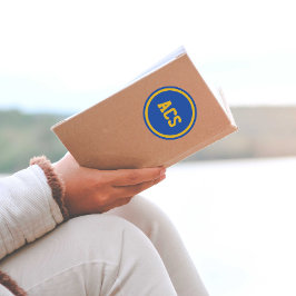 Koninklijk blauwe en gouden schoolkleuren ronde sticker