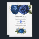 Koninklijk Blauwe en Gouden Vintage Bloemen Bruilo Save The Date<br><div class="desc">Vintage waterverf bloemen bruiloft save the date kaarten met trendy koninklijk blauw en goud ontworpen om snel en gemakkelijk te worden aangepast aan uw evenement details.</div>