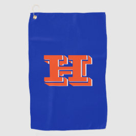 Koninklijk blauwe en oranje golfhanddoek met colle
