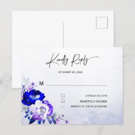 Koninklijk Blauwe en Paarse Huwelijksreactie Briefkaart