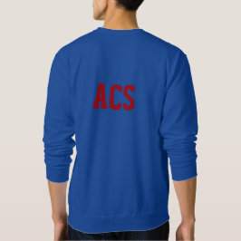 Koninklijk blauwe en rode schoolkleuren en letters trui