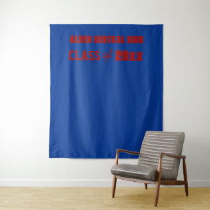 Koninklijk blauwe en rode schoolkleuren Foto-achte Wandkleed