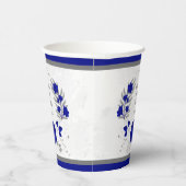 koninklijk blauwe en witte bloemen zilveren botani papieren bekers (Rechts)
