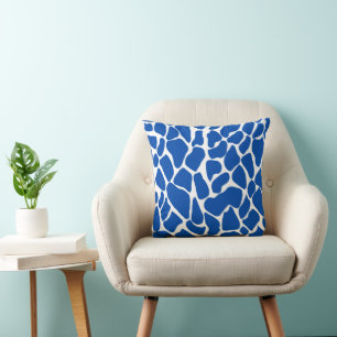 Koninklijk blauwe en witte giraffenvlek dierenprin kussen