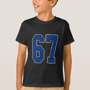 Koninklijk Blauwe En Witte Nummer 67 Jersey Speler T-shirt