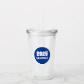 Koninklijk Blauwe en Witte Schoolkleuren Afstudeer Acryl Drinkbeker (Voorkant)