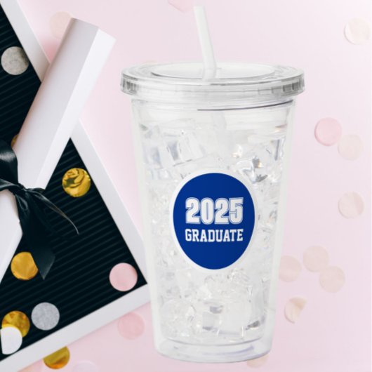 Koninklijk Blauwe en Witte Schoolkleuren Afstudeer Acryl Drinkbeker