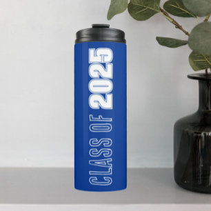 Koninklijk blauwe en witte schoolkleuren jaarklas thermosbeker