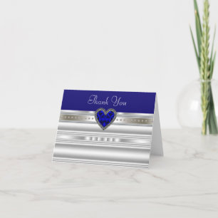 Koninklijk blauwe en zilveren bedankkaartjes bedankkaart