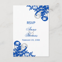Koninklijk Blauwe en Zilveren Bloeiende Trouw-RSVD RSVP Kaartje