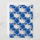 Koninklijk Blauwe en Zilveren Bloemachtige Bruilof Save The Date (Achterkant)