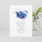 Koninklijk Blauwe en Zilveren Bloemencode QR Code Kaart (Staand voorkant)