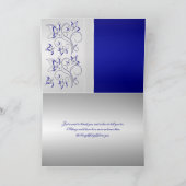 Koninklijk blauwe en zilveren bloemendankkaart bedankkaart (Binnen)