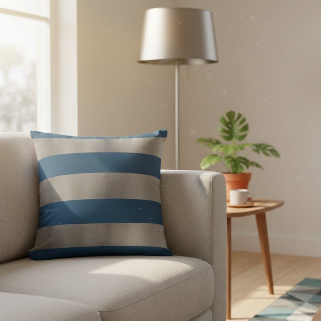 Koninklijk Blauwe en Zilveren Kussens (Blue and gray couch pillow.)