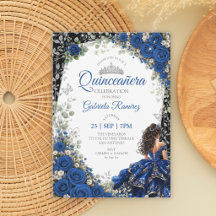 Koninklijk Blauwe en Zwarte Quinceañera Zilveren V