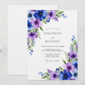 Koninklijk Blauwe Ethische Bloemen Bruiloft Kaart (Voorkant / Achterkant)
