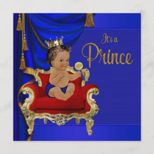 Koninklijk Blauwe Fancy Etnische Prins Baby Shower Kaart