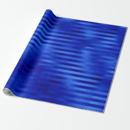 Koninklijk Blauwe Folie Gestreepte Hanukkah Cadeaupapier