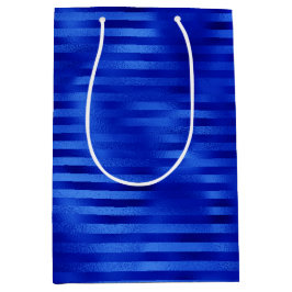 Koninklijk blauwe folie gestreepte Hanukkah Medium Cadeauzakje
