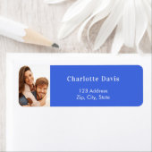 Koninklijk blauwe foto bruiloft retouradres  etiket (Insitu)