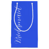 Koninklijk Blauwe Gestileerde Script Trouw Bruidsm Klein Cadeauzakje (Voorkant)