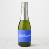 Koninklijk Blauwe Gestileerde Script Trouw Bruidsm Sparkling Wijnetiket (Voorkant)