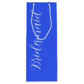 Koninklijk Blauwe Gestileerde Script Trouw Bruidsm Wijn Cadeautas (Achterkant)