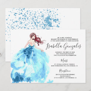 Koninklijk blauwe glinsterende jurk Quinceañera ui Kaart