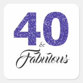 Koninklijk Blauwe Glitter 40 en Fabulous | 40ste V Vierkante Sticker