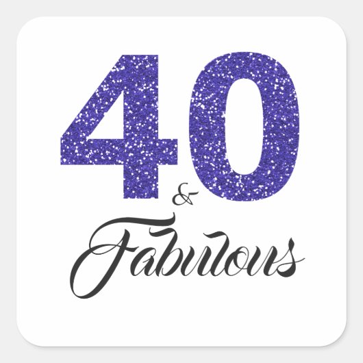 Koninklijk Blauwe Glitter 40 en Fabulous | 40ste V Vierkante Sticker (Voorkant)