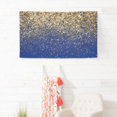 Koninklijk blauwe glitter achtergrond verjaardag g spandoek (Insitu)