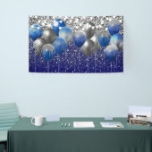 Koninklijk Blauwe Glitter Achtergrond Verjaardag Spandoek (Beurs)