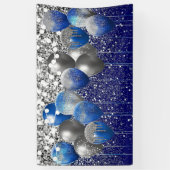 Koninklijk Blauwe Glitter Achtergrond Verjaardag Spandoek (Verticaal)