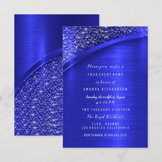 Koninklijk Blauwe Glitter Bruidsmeisjesfeest Verja Kaart (Voorkant / Achterkant)