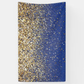 Koninklijk blauwe glitterscherm met gouden stippen spandoek (Verticaal)