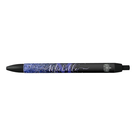 Koninklijk Blauwe Glitz Douanehandtekening Pen (Voorkant)
