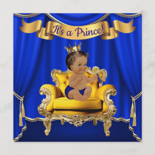 Koninklijk Blauwe Gouden Baby Shower Uitnodigingen