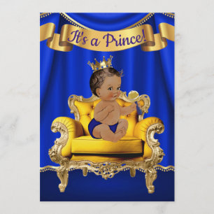 Koninklijk Blauwe Gouden Baby Shower Uitnodigingen